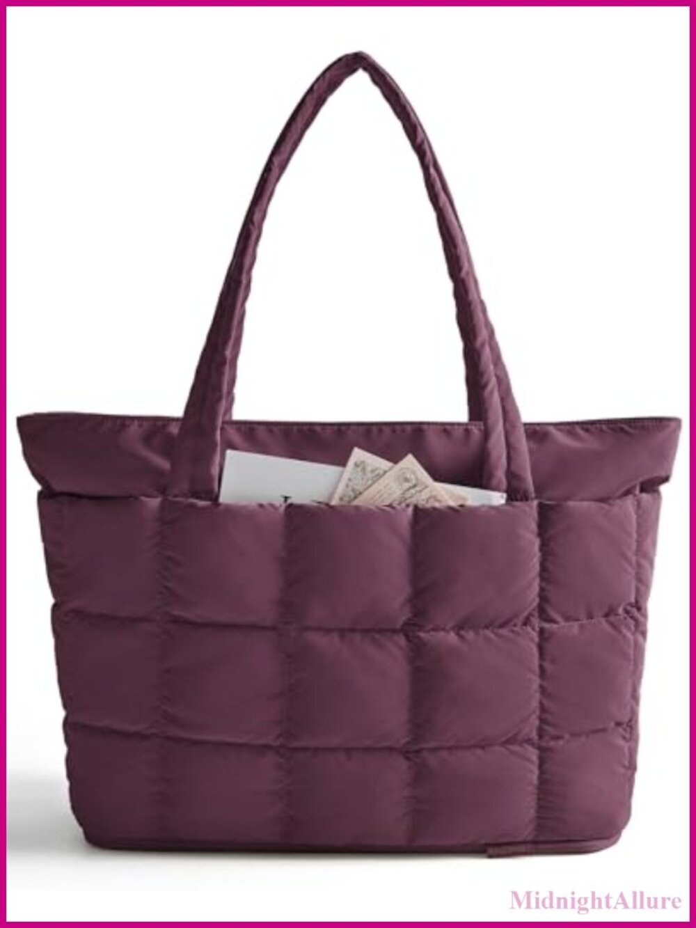 Expandable Puffer Tote Bag Water Resistant Lightweight Travel Work Bag